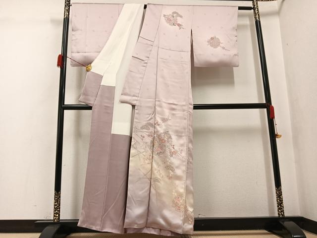 平和屋着物●訪問着　中国三大刺繍　スワトウ刺繍　汕頭刺繍　雪輪花文　暈し染め　正絹　逸品　AABG7531ph