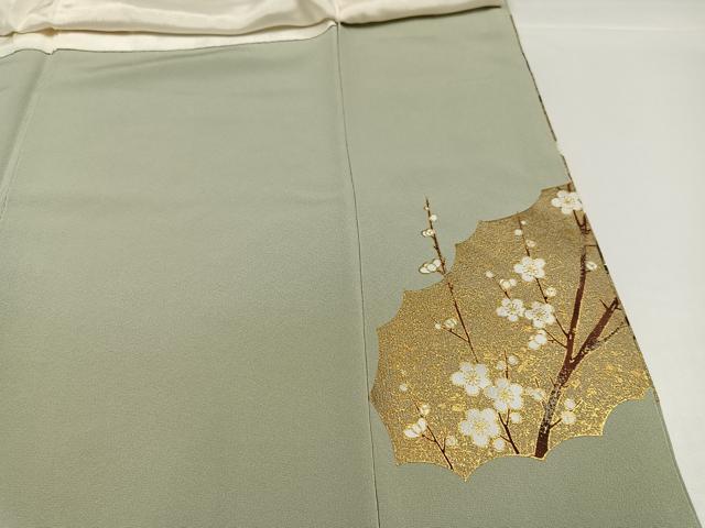 平和屋着物●螺鈿作家　甲斐泰造　色留袖　紅白梅　金彩　正絹　逸品　AABG7532ph