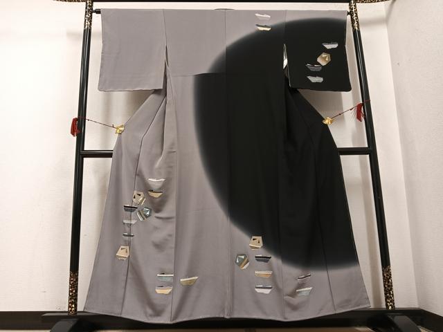 平和屋着物●訪問着　下駄　暈し染め　金銀彩　正絹　逸品　未使用　AABG7535ph
