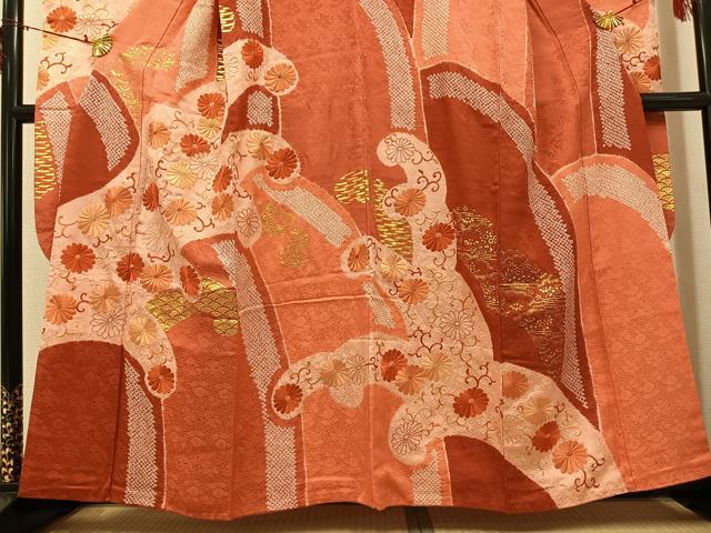 平和屋着物●豪華振袖　絞り　刺繍　花唐草文　金彩　正絹　逸品　AABG7540ph
