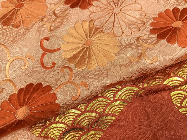 平和屋着物●豪華振袖　絞り　刺繍　花唐草文　金彩　正絹　逸品　AABG7540ph