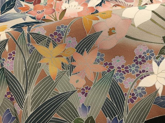 平和屋着物●豪華黒留袖　友禅　作家物　花鳥文　正絹　逸品　AABG7541ph