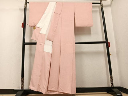 平和屋着物●上質な色無地　流水地紋　洗柿色　正絹　逸品　AABG7544ph