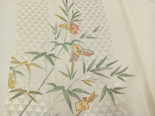 平和屋着物●長襦袢　無双仕立て　吉祥笹文　広衿仕立て　正絹　逸品　AABG7549ph