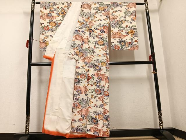 平和屋着物●紅型　小紋　草花文　正絹　逸品　AABG7552ph