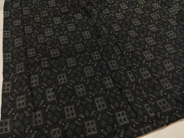 平和屋着物●結城ちぢみ　蜀江花文　正絹　逸品　AABG7559ph