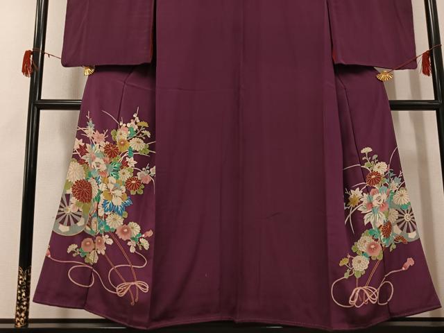 平和屋着物●アンティーク　大正ロマン　色留袖　花車文　金彩　正絹　逸品　AABG7560ph