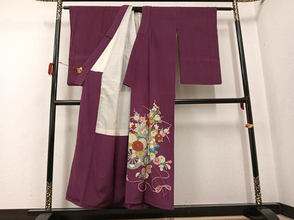 平和屋着物●アンティーク　大正ロマン　色留袖　花車文　金彩　正絹　逸品　AABG7560ph