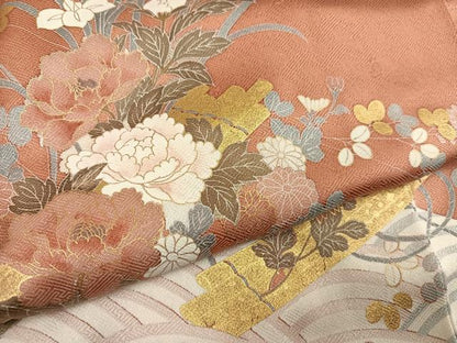 平和屋着物●訪問着　花筏文　金彩　正絹　逸品　AABG7569ph
