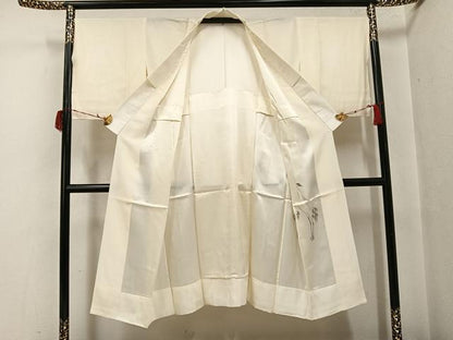 平和屋着物●長襦袢　無双仕立て　手描き　群れ鶴文　金彩　正絹　逸品　未使用　AABG7570ph