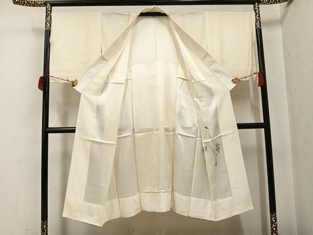 平和屋着物●長襦袢　無双仕立て　手描き　群れ鶴文　金彩　正絹　逸品　未使用　AABG7570ph