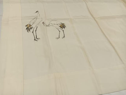 平和屋着物●長襦袢　無双仕立て　手描き　群れ鶴文　金彩　正絹　逸品　未使用　AABG7570ph