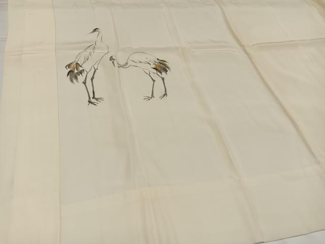 平和屋着物●長襦袢　無双仕立て　手描き　群れ鶴文　金彩　正絹　逸品　未使用　AABG7570ph