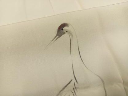 平和屋着物●長襦袢　無双仕立て　手描き　群れ鶴文　金彩　正絹　逸品　未使用　AABG7570ph