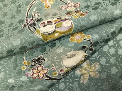 平和屋着物●長襦袢　無双仕立て　兎花文　正絹　逸品　未使用　AABG7572ph