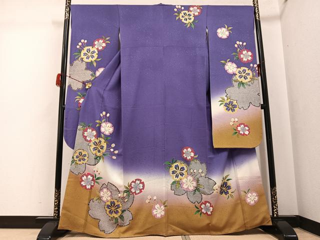 平和屋着物●豪華振袖　駒刺繍　雪輪桜文　暈し染め　金彩　正絹　逸品　AABG7573ph