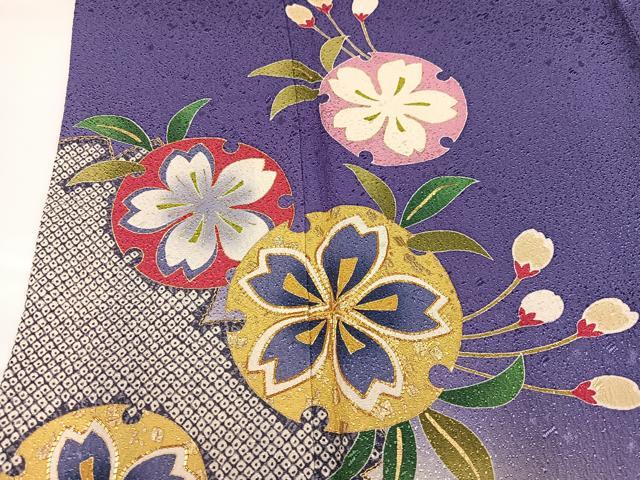 平和屋着物●豪華振袖　駒刺繍　雪輪桜文　暈し染め　金彩　正絹　逸品　AABG7573ph