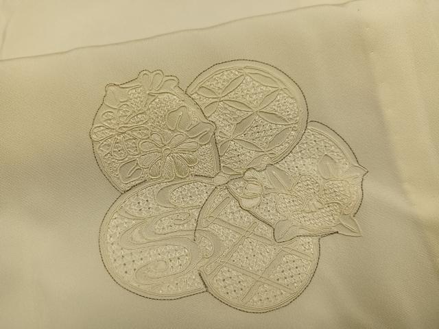 平和屋着物●長襦袢　無双仕立て　中国三大刺繍　汕頭刺繍　スワトウ刺繍　舞花文　正絹　逸品　AABG7578ph