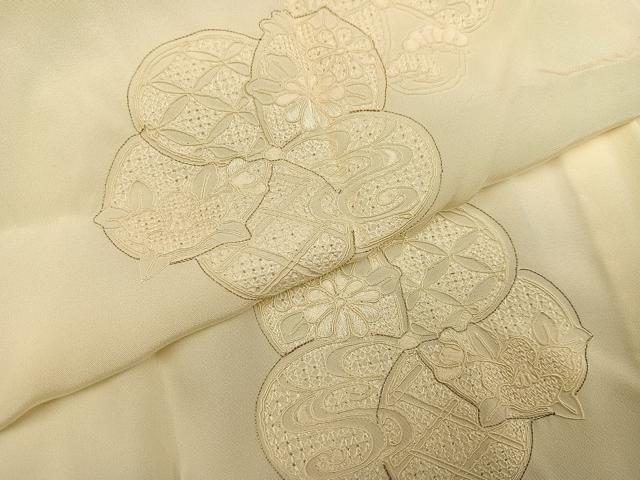 平和屋着物●長襦袢　無双仕立て　中国三大刺繍　汕頭刺繍　スワトウ刺繍　舞花文　正絹　逸品　AABG7578ph