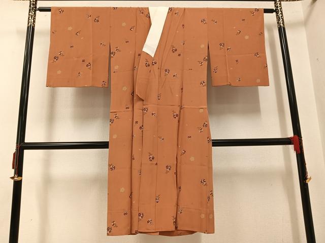 平和屋着物●長襦袢　無双仕立て　鈴花文　金彩　正絹　逸品　AABG7579ph