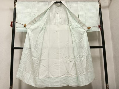 平和屋着物●長襦袢　無双仕立て　鱗地紋　白緑色　正絹　逸品　未使用　AABG7580ph