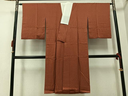 平和屋着物●長襦袢　無双仕立て　麻の葉地紋　色無地　錆色　広衿仕立て　正絹　逸品　未使用　AABG7581ph