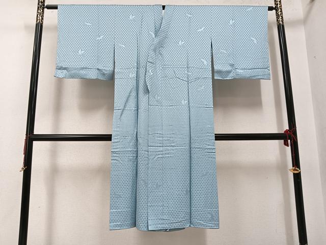 平和屋着物●長襦袢　無双仕立て　群れ鶴鱗地紋　色無地　秘色色　正絹　逸品　未使用　AABG7582ph