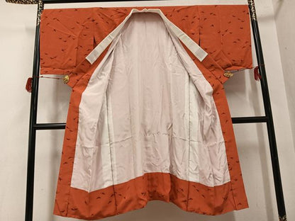 平和屋着物●長襦袢　袷　花鳥文　正絹　逸品　AABG7584ph