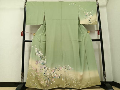 平和屋着物●訪問着　友禅　枝花文　暈し染め　正絹　逸品　未使用　AABG7587ph