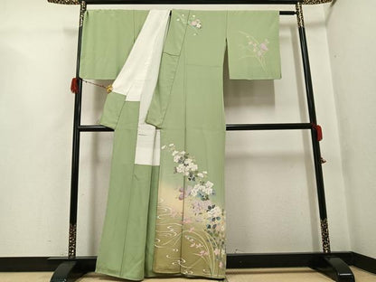 平和屋着物●訪問着　友禅　枝花文　暈し染め　正絹　逸品　未使用　AABG7587ph