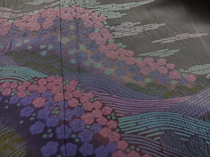 平和屋着物●豪華黒留袖　絞り　花尽くし　暈し染め　正絹　逸品　AABG7589ph