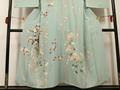 平和屋着物●本加賀友禅作家　茶谷孝志　訪問着　枝花文　正絹　逸品　AABG7593ph
