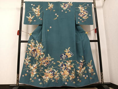 平和屋着物●訪問着　雪輪花文　金彩　正絹　逸品　AABG7595ph