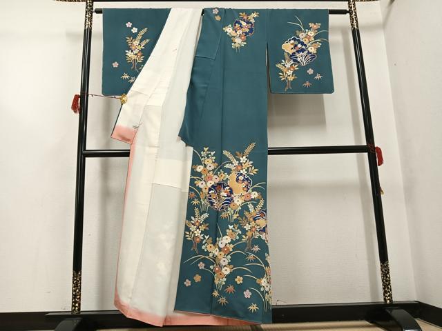 平和屋着物●訪問着　雪輪花文　金彩　正絹　逸品　AABG7595ph