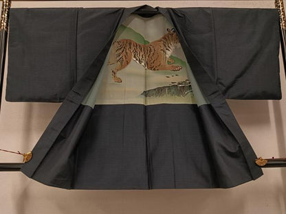 平和屋着物●男性　紬　アンサンブル　正絹　逸品　AABG7596ph