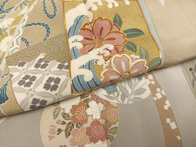 平和屋着物●伝統工芸士　村井紀夫　色留袖　駒刺繍　色紙吉祥花文　金彩　正絹　逸品　AABG7597ph
