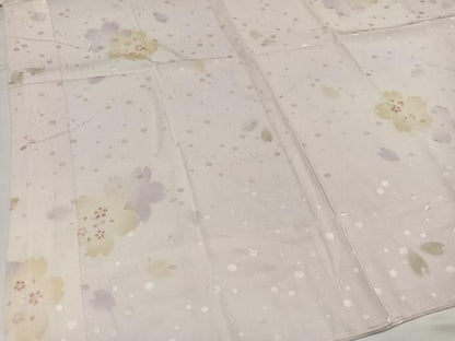 平和屋着物●長襦袢　無双仕立て　桜文　大原　反端付き　正絹　逸品　未使用　AABG7598ph
