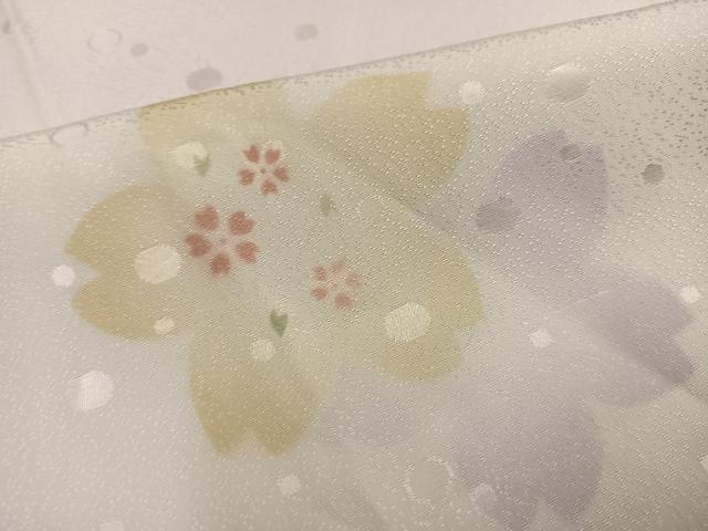 平和屋着物●長襦袢　無双仕立て　桜文　大原　反端付き　正絹　逸品　未使用　AABG7598ph