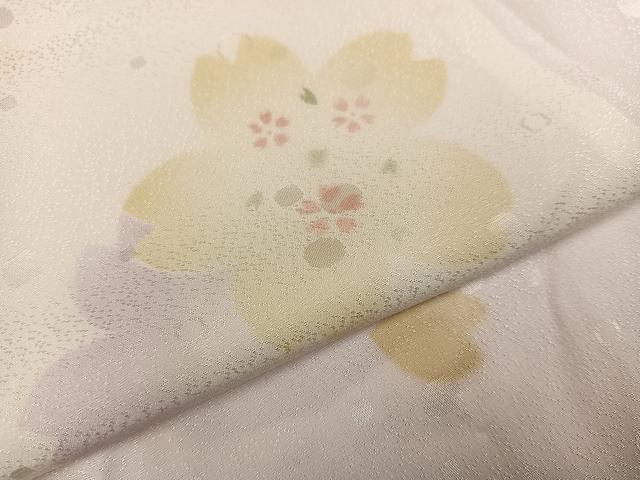 平和屋着物●長襦袢　無双仕立て　桜文　大原　反端付き　正絹　逸品　未使用　AABG7598ph