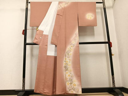 平和屋着物●訪問着　作家物　手描き　草花文　暈し染め　正絹　逸品　AABG7599ph