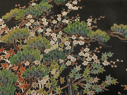 平和屋着物●森青山　黒留袖　松竹梅文　金彩　正絹　逸品　AABG7600ph