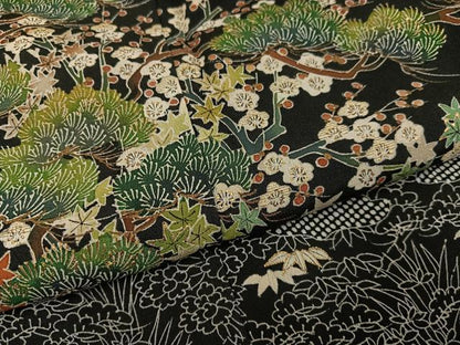 平和屋着物●森青山　黒留袖　松竹梅文　金彩　正絹　逸品　AABG7600ph