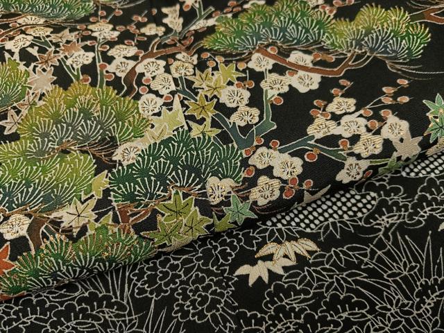 平和屋着物●森青山　黒留袖　松竹梅文　金彩　正絹　逸品　AABG7600ph