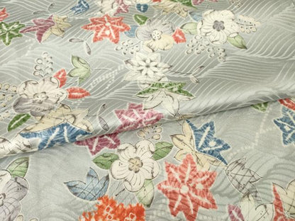平和屋着物▽上質な小紋 単衣 辻が花 舞花文 正絹 逸品 AABG7603ck
