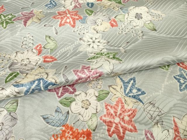 平和屋着物▽上質な小紋 単衣 辻が花 舞花文 正絹 逸品 AABG7603ck