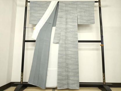 平和屋着物▽上質な小紋 単衣 霞文 正絹 逸品 AABG7604ck