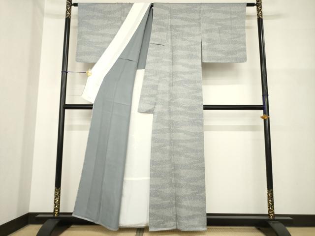 平和屋着物▽上質な小紋 単衣 霞文 正絹 逸品 AABG7604ck