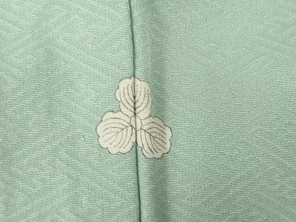 平和屋着物▽上質な色無地 単衣 紗綾形地紋 千草鼠色 正絹 逸品 AABG7606ck