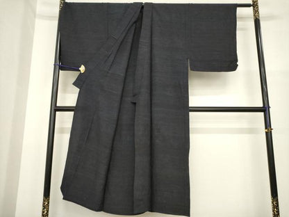 平和屋着物▽男性 紬 単衣 色無地 藍鉄色 AABG7609ck
