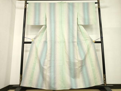 平和屋着物▽紅花紬 米沢 単衣 間道 正絹 逸品 AABG7610ck